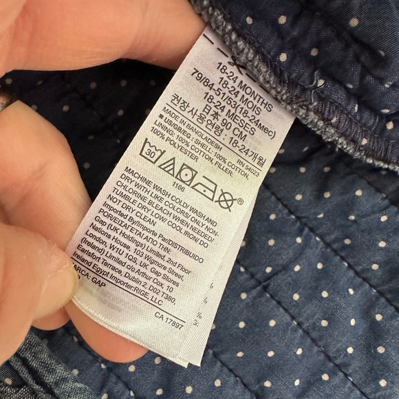 GAP Floral quilted Button Down Denim Jacket 18-24 Months - Picture 5 of 7